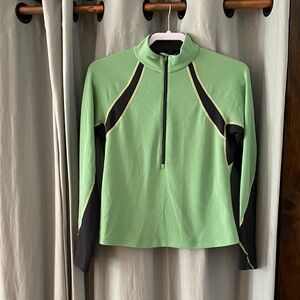 REI Green and Black Quarter-Zip Performance Pullover, Women’s Size Small